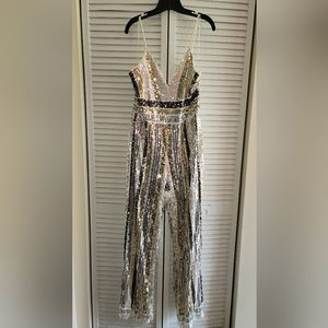 EXPRESS Sequin Jumpsuit, Wide Leg